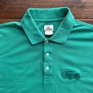 Vintage Lacoste Large Croc Logo Polo Emerald Green Mens Size 6